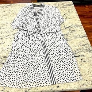 NWOT NOBO Polka Dot Striped Sheer Robe Swim Cover w/ Belt sz L XL